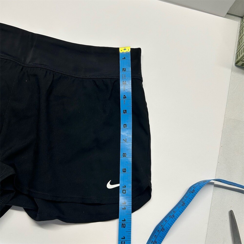 Nike Swim Skirt Skort Womens Size L Black Solid Zip Pocket Built-In Briefs - Picture 7 of 7
